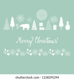 Hand drawn vector Christmas card. Vintage style.