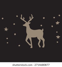 Hand drawn vector christmas card with deer
