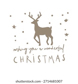 Handgezeichnete Vektorweihnachtskarte mit Reh