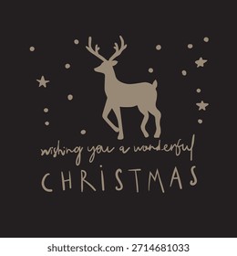 Handgezeichnete Vektorweihnachtskarte mit Reh