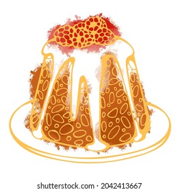 Handgezeichnete Vektorgrafik von Weihnachtsdessert einzeln auf Weiß.  Weihnachtsbaum für festliches Design und Feriendekoration.
