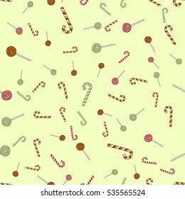 hand drawn vector christmas lollipops seamless pattern