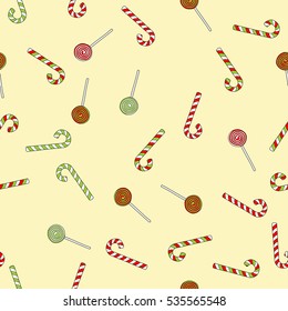 hand drawn vector christmas lollipops seamless pattern