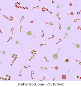 hand drawn vector christmas lollipops seamless pattern