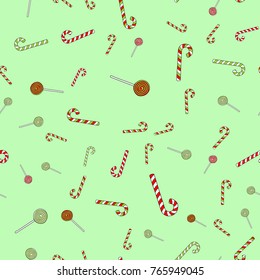 hand drawn vector christmas lollipops seamless pattern
