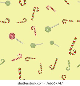 hand drawn vector christmas lollipops seamless pattern