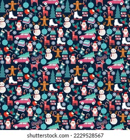 Elementos de Navidad y Año Nuevo dibujados a mano sin problemas de fondo.