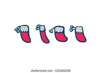 Hand drawn vector Christmas socks vector illustration