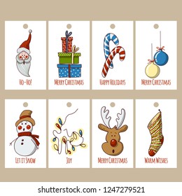 Hand drawn vector christmas tags