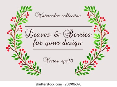 The hand drawn vector circular decorative element for your design. Leaves, swirls, floral elements. 