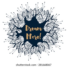 Hand drawn vector circular decorative element for your design. Template for wedding invitations, Valentine's day and inspirational cards.