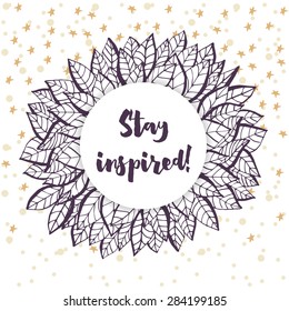 Hand drawn vector circular decorative element for your design. Template for wedding invitations, Valentine's day and inspirational cards.