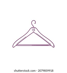 Hand drawn vector clothes hanger isolated on white background