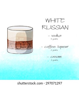 hand drawn vector cocktail white russian