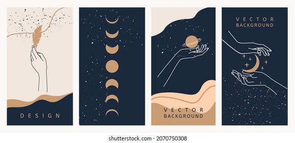 Hand drawn vector collection of astrology and mystical stories templates or banner