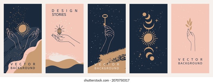 Hand drawn vector collection of astrology and mystical stories templates or banner