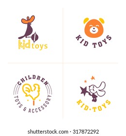 Hand drawn vector collection of baby logo. Kids fashion label design. Children clothes brand. Baby and kid store insignia.
