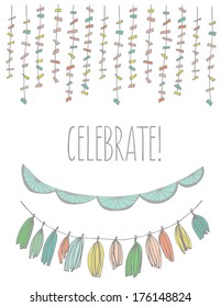 Hand Drawn Vector Collection Celebration Party Banners and Garlands Clip Art