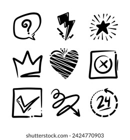 Colección de vector dibujado a mano de garabato.