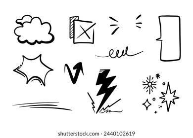 Hand drawn vector collection of doodle.