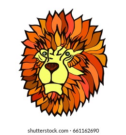Hand drawn Vector Color Lion Illustration