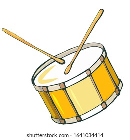 Hand drawn vector color snare drum