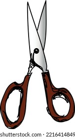hand drawn vector colored scissors