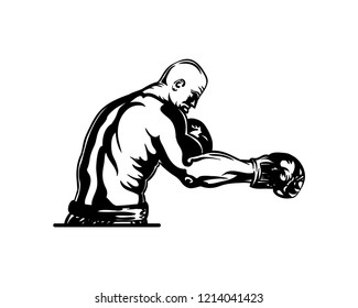Hand Drawn Vector Competition Boxer Man Sports Sign Symbol Icon Logo Template Design Inspiration