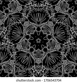 Hand drawn vector contoured pattern for cards, wedding, wrapping paper. Seamless pattern of black and white outline stripes, zigzag chevron, wavy stripe, seamless texture silhouette.