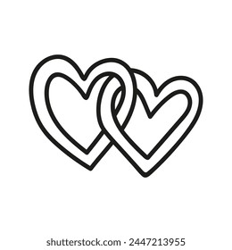 Hand drawn vector couple wedding hearts. Romantic doodle illustration
