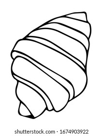 Croissant vectorial dibujado a mano en estilo doodle. Esquema negro aislado en fondo blanco.Para diseño web, logotipo, libro coloreado, sellos, textil, papel envolvente, menú café o restaurante, с de comida