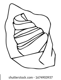Croissant vectorial dibujado a mano en estilo doodle. Esquema negro aislado en fondo blanco.Para diseño web, logotipo, libro coloreado, sellos, textil, papel envolvente, menú café o restaurante, с de comida