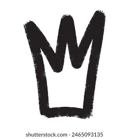 Hand drawn vector crown doodle on white background. Bold brush drawn crown. vector illustration.