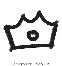 Hand drawn vector crown doodle on white background. Bold brush drawn crown. vector illustration.