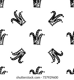Hand drawn vector crown doodle minimalistic seamless pattern.