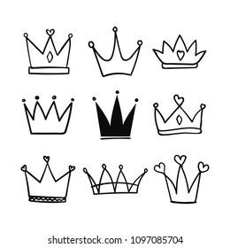 Hand drawn vector crowns.