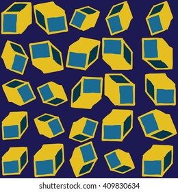 Hand drawn vector cube seamless pattern. Cute doodle modern geometric isolated elements.