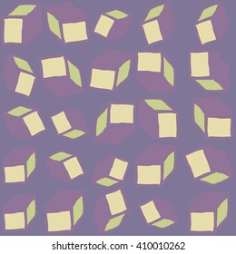Hand drawn vector cube seamless pattern. Cute doodle modern geometric isolated elements.