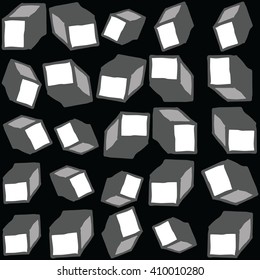 Hand drawn vector cube seamless pattern. Cute doodle modern geometric isolated elements.