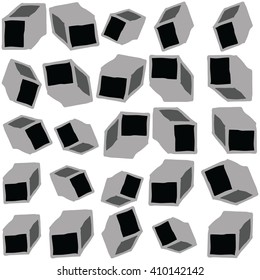 Hand drawn vector cube seamless pattern. Cute doodle modern geometric isolated elements.