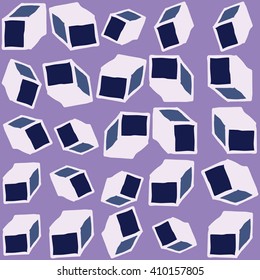 Hand drawn vector cube seamless pattern. Cute doodle modern geometric isolated elements.