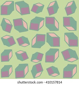 Hand drawn vector cube seamless pattern. Cute doodle modern geometric isolated elements.