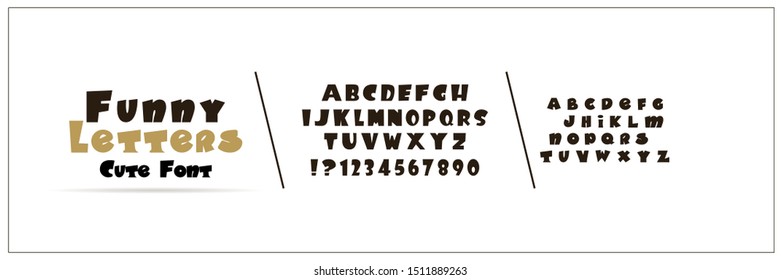 Hand drawn vector cute alphabet. For cutie poster at a kids room, nursery, for first book for toddler.The font is perfect for comic design.