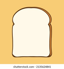 Hand drawn vector of cute bread toast cartoon style isolated on yellow background.