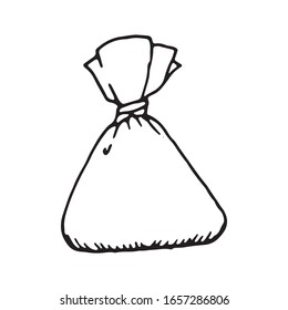 Handgezeichnete Vektorillustration süße Schokoladenkuchen. Doodle-Stil. Schwarze Umrisse einzeln auf Weiß. Design für Grußkarten, Scrapbooking, Textilien, Packpapier, Café oder Restaurant-Menü, Essen Infografik.