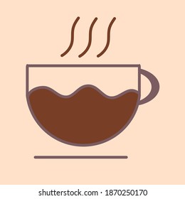 handgezeichneter Vektor; süße Kaffeetasse einzeln auf hellbraunem Hintergrund