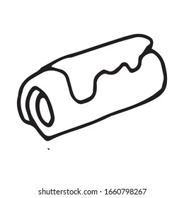 Hand drawn vector cute dessert. Doodle style. Black outline isolated on white. Design for greeting cards, scrapbooking, textile, wrapping paper, cafe or restaurant menu, food infographic.