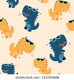 Hand drawn vector cute dinosaur pattern for textile and industrial product prints.