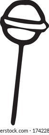 Hand drawn vector cute lollipop. Doodle style. Black outline isolated on white. Design for greeting cards, scrapbooking, textile, wrapping paper, cafe or restaurant menu, food infographic.