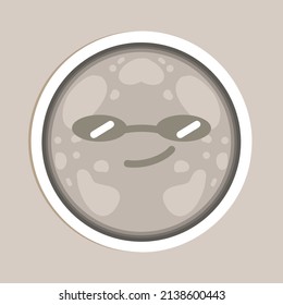 Hand drawn vector of cute Mercury with cool face isolated on gray background.